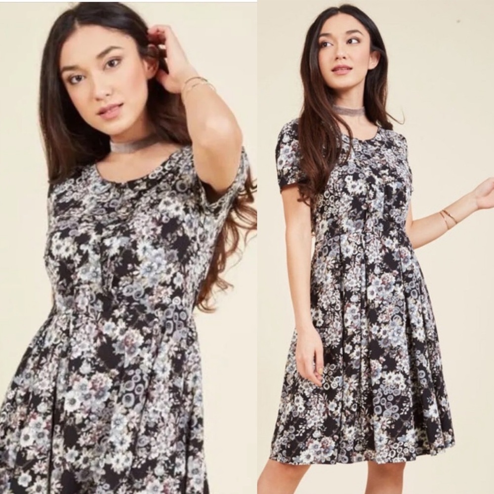 Modcloth Liza Luxe Opt For Splendor Floral Vintage Inspired Dress